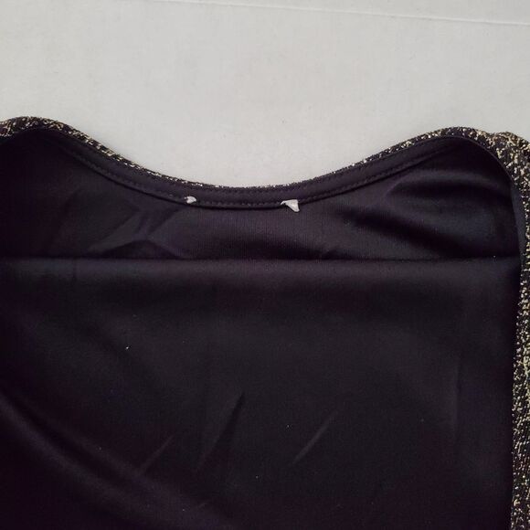 Gold Metallic Texture Black Long Sleeve Top Catherine Malandrino Sz S Shimmer - Picture 5 of 7